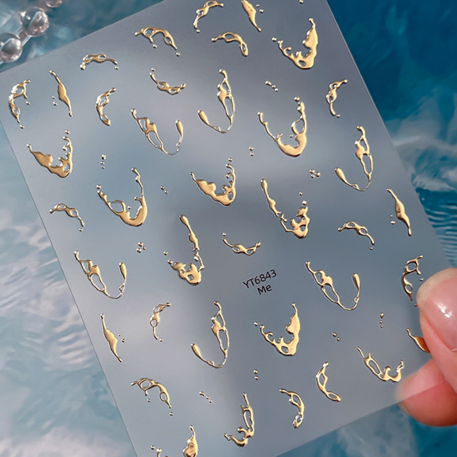 Waterslide Decal Paper - Наклейки для ногтей 5D с золотой
