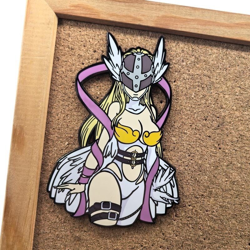 Model Kit Digimon - Металлический значок Digimon Angewomon, мультяшный аниме-персонаж,