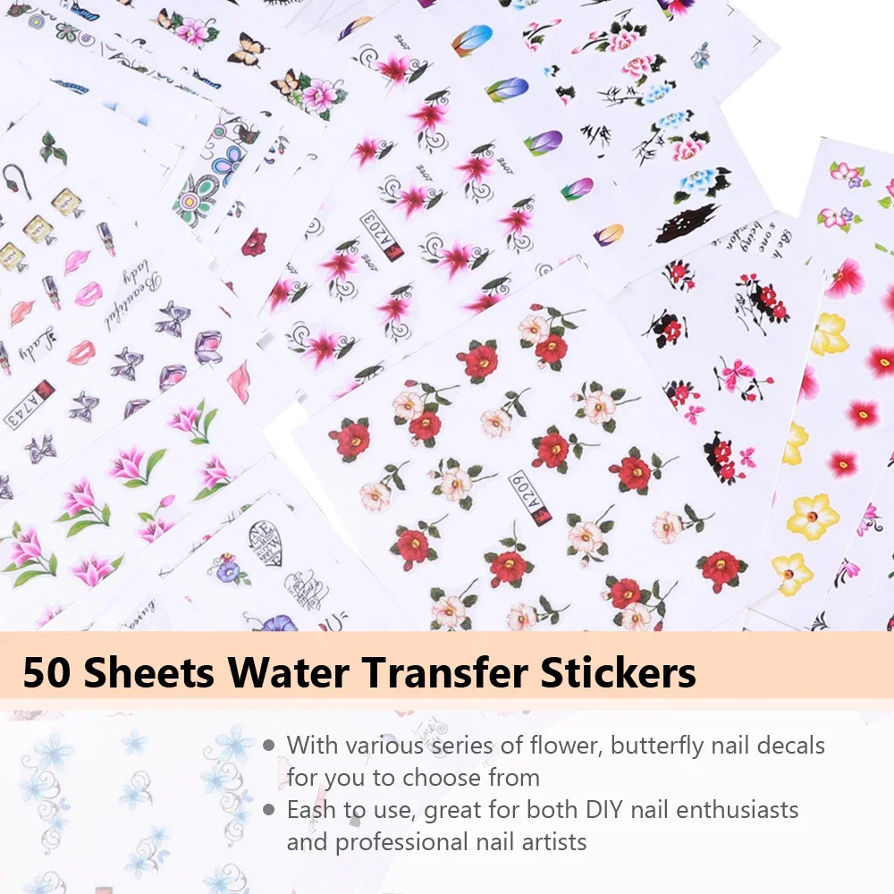 50 шт. наклеек для ногтей с ра – обзор и цена Waterslide Decal Paper